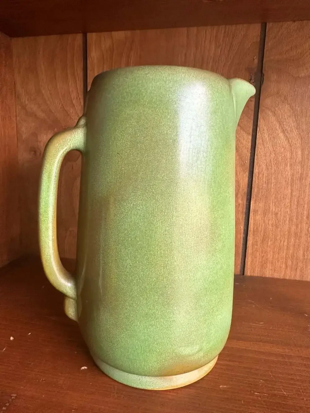 Vintage Frankoma Pottery #80 Green Ceramic Pitcher Vase – Matte Sage Green – USA